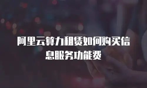 阿里云算力租赁如何购买信息服务功能费