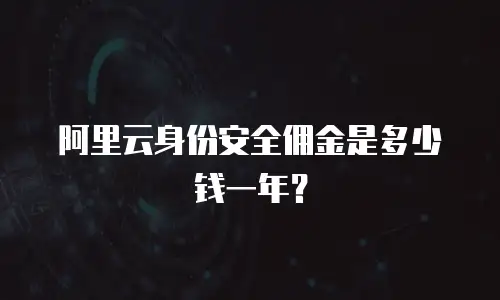 阿里云身份安全佣金是多少钱一年？