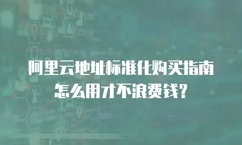 阿里云地址标准化购买指南怎么用才不浪费钱？
