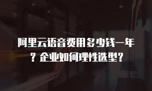 阿里云语音费用多少钱一年？企业如何理性选型？