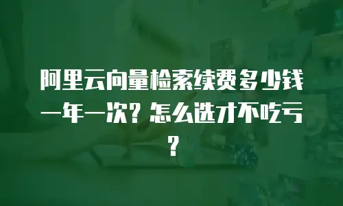 阿里云向量检索续费多少钱一年一次？怎么选才不吃亏？
