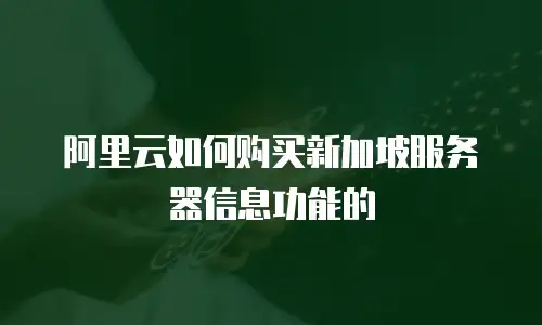 阿里云如何购买新加坡服务器信息功能的
