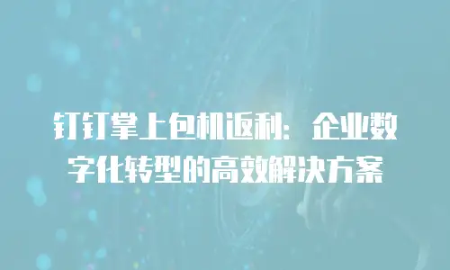 钉钉掌上包机返利：企业数字化转型的高效解决方案