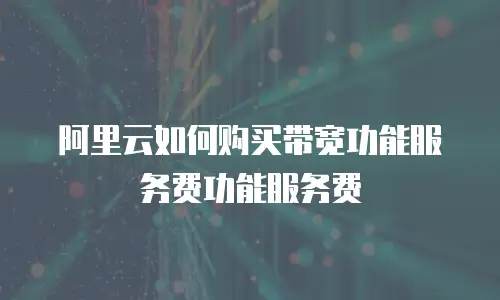 阿里云如何购买带宽功能服务费功能服务费