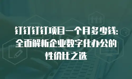 钉钉钉钉项目一个月多少钱：全面解析企业数字化办公的性价比之选