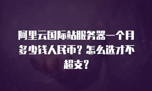 阿里云国际站服务器一个月多少钱人民币？怎么选才不超支？