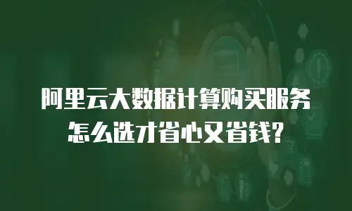 阿里云大数据计算购买服务怎么选才省心又省钱？