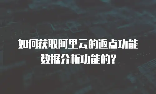 如何获取阿里云的返点功能数据分析功能的？