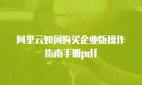阿里云如何购买企业版操作指南手册pdf