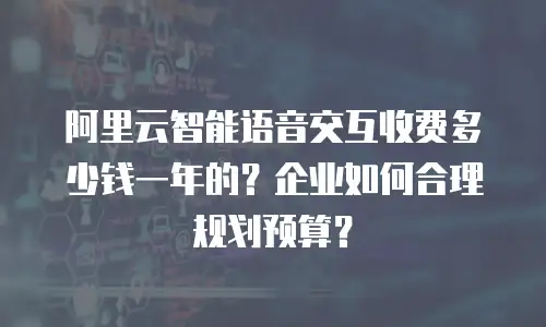 阿里云智能语音交互收费多少钱一年的？企业如何合理规划预算？