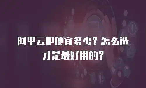 阿里云IP便宜多少？怎么选才是最好用的？