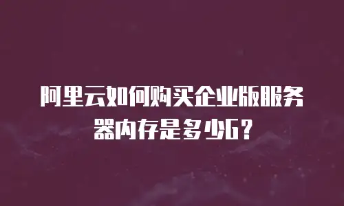 阿里云如何购买企业版服务器内存是多少G？