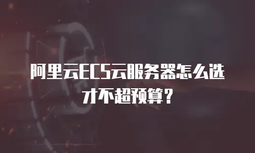 阿里云ECS云服务器怎么选才不超预算？