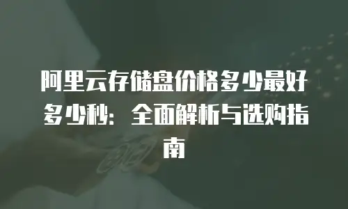 阿里云存储盘价格多少最好多少秒：全面解析与选购指南