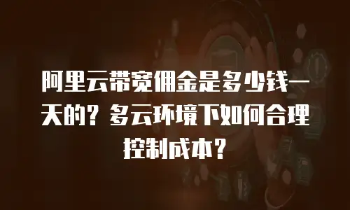阿里云带宽佣金是多少钱一天的？多云环境下如何合理控制成本？