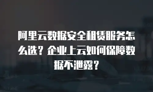 阿里云数据安全租赁服务怎么选？企业上云如何保障数据不泄露？