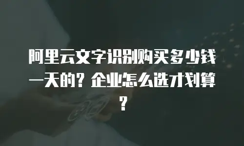阿里云文字识别购买多少钱一天的？企业怎么选才划算？