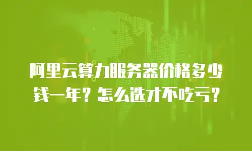 阿里云算力服务器价格多少钱一年？怎么选才不吃亏？