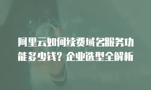 阿里云如何续费域名服务功能多少钱？企业选型全解析