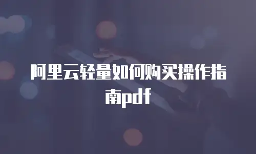 阿里云轻量如何购买操作指南pdf