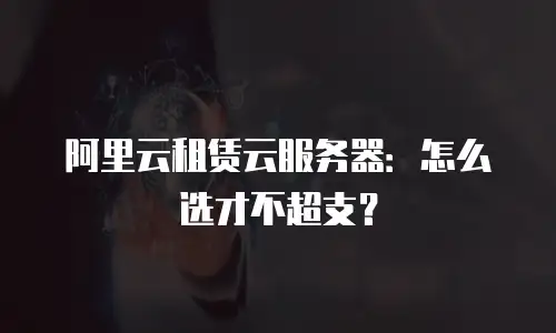 阿里云租赁云服务器：怎么选才不超支？