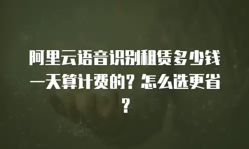 阿里云语音识别租赁多少钱一天算计费的？怎么选更省？