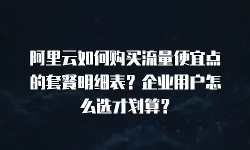阿里云如何购买流量便宜点的套餐明细表？企业用户怎么选才划算？
