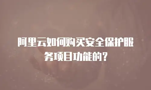 阿里云如何购买安全保护服务项目功能的？