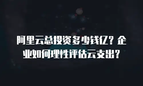 阿里云总投资多少钱亿？企业如何理性评估云支出？
