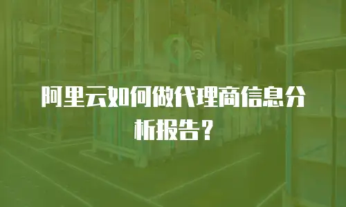 阿里云如何做代理商信息分析报告？