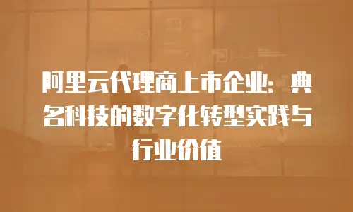 阿里云代理商上市企业：典名科技的数字化转型实践与行业价值