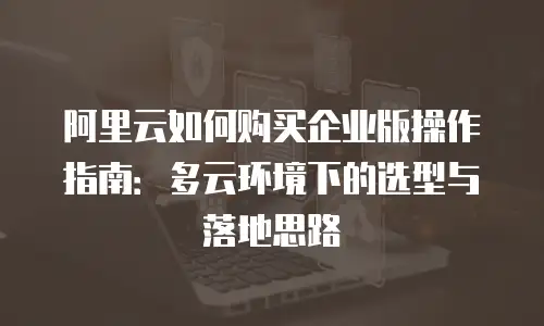 阿里云如何购买企业版操作指南：多云环境下的选型与落地思路