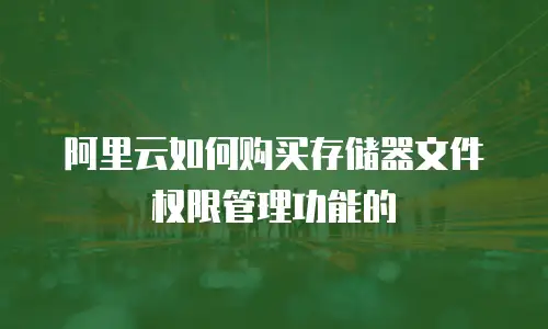 阿里云如何购买存储器文件权限管理功能的