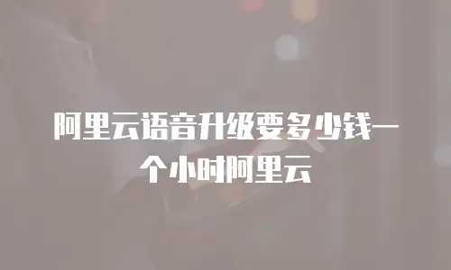 阿里云语音升级要多少钱一个小时阿里云