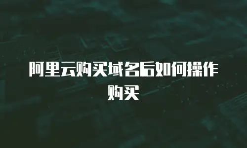 阿里云购买域名后如何操作购买