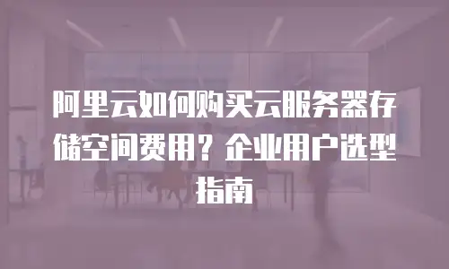 阿里云如何购买云服务器存储空间费用？企业用户选型指南