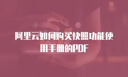 阿里云如何购买快照功能使用手册的PDF