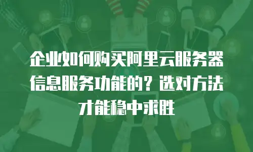 企业如何购买阿里云服务器信息服务功能的？选对方法才能稳中求胜