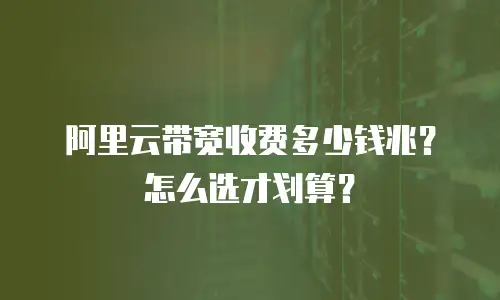 阿里云带宽收费多少钱兆？怎么选才划算？