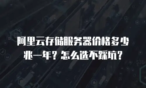 阿里云存储服务器价格多少兆一年？怎么选不踩坑？
