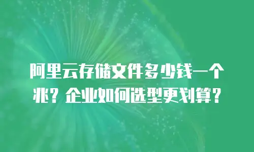 阿里云存储文件多少钱一个兆？企业如何选型更划算？