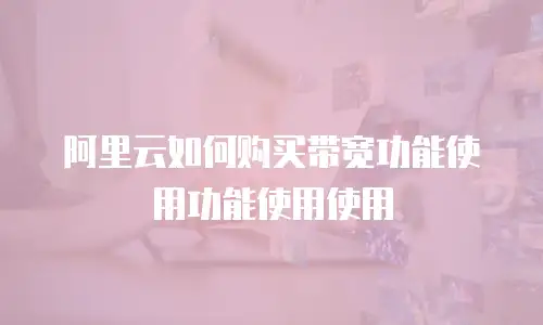 阿里云如何购买带宽功能使用功能使用使用