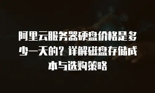 阿里云服务器硬盘价格是多少一天的？详解磁盘存储成本与选购策略