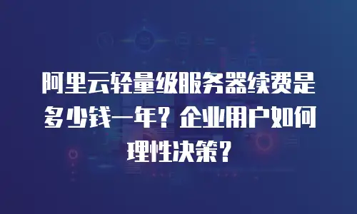 阿里云轻量级服务器续费是多少钱一年？企业用户如何理性决策？