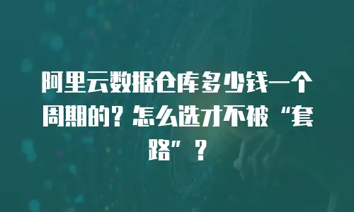 阿里云数据仓库多少钱一个周期的？怎么选才不被“套路”？