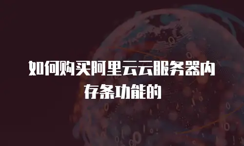 如何购买阿里云云服务器内存条功能的