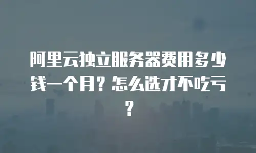 阿里云独立服务器费用多少钱一个月？怎么选才不吃亏？