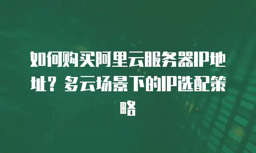 如何购买阿里云服务器IP地址？多云场景下的IP选配策略
