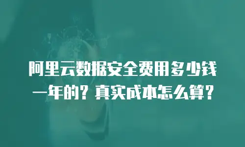 阿里云数据安全费用多少钱一年的？真实成本怎么算？