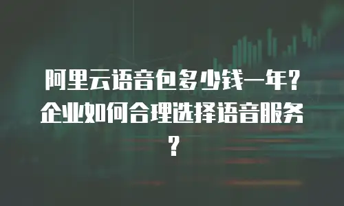 阿里云语音包多少钱一年？企业如何合理选择语音服务？